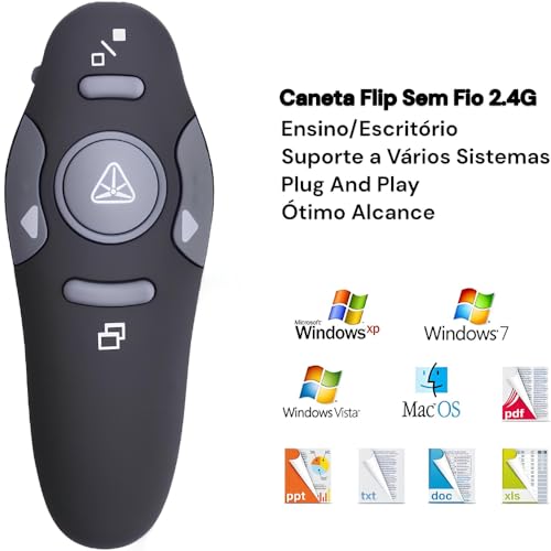 Apresentador Slides, Com Laser Vermelho, Conexão Sem Fio, Ideal Para Palestras, Premium