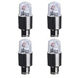 OHQ 4 UNIDS Ruedas De Bicicleta De Coche Luces LED Bicicleta Coche Motocicleta Rueda NeumáTico VáLvula Tapa NeóN LED Flash LáMpara De Luz Caliente Linterna Luz (4pcs, Plata)