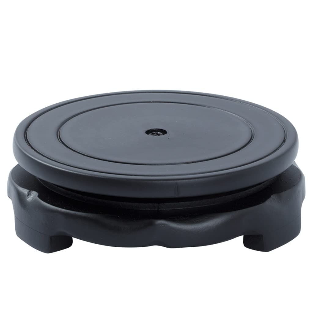 TEESONG Bonsai Pedestal Round Bonsai Base Teapot Ceramic Vase Ornaments FishTank Pad Bottom Rotatable Wooden Tray for Home Office Decoration Vase Pedestal Display Stands(24cm)