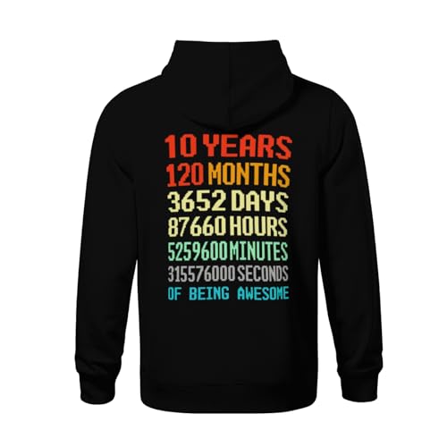 Kids 10 Years Old Birthday Being Awesome Boys Girls Lightweight Kangaroo Pocket Fleece Hoodies3