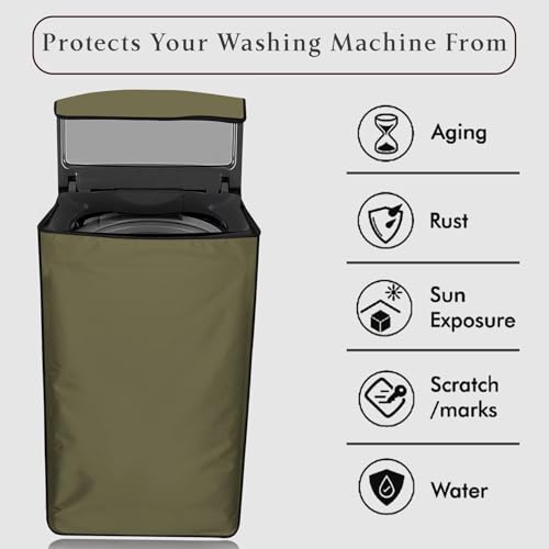 Image of Star Weaves Top Load Washing Machine Cover for Whirlpool 9.5 kg Fully-Automatic Top Loading 360 Bloomwash Pro, Beige