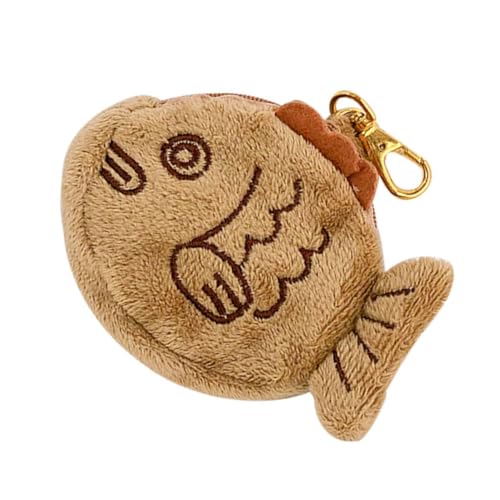 Yardwe Monedero Pequeño de Felpa con Forma de Pez Bolso de Muñeca Portátil con Cierre de Bolsa para Monedas Suave y Duradera Regalo Práctico para Mujer
