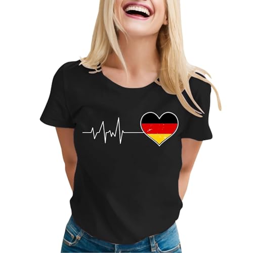 Deutschland Trikot Wm 2026 Einfarbig T Shirt Retro T-Shirts Fanartikel Briefdruck Trikot Fußball Damen Kurzarm Rundhals Weich Und Bequem Oberteile Wm 2026 Deutschland Türkei Real
