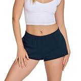 Mxiqqpltky Elastic Low Rise SweatShorts for Women Casual Loose Solid Color Lounge Shorts Y2k Athletic Summer Shorts(Dark Blue,Medium)