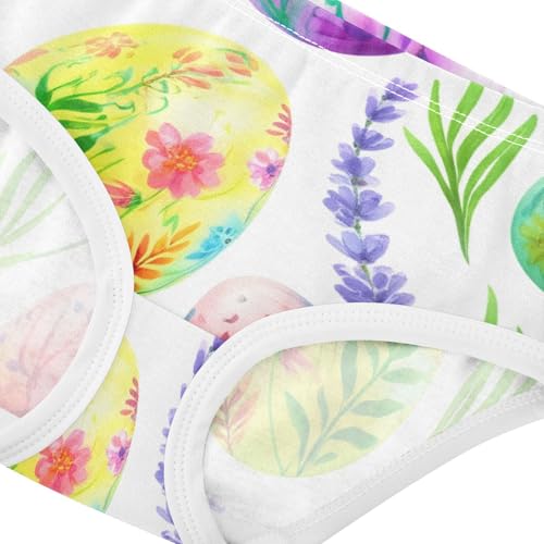 Toddler Underwear Floral 2t Cotton Panties for Girl Artistic Underpants Briefs Colorful Floral Easter Eggs White4
