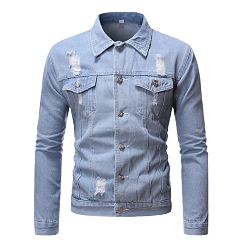 Veste en jean noir homme au design destroy et coupe ample tendance
