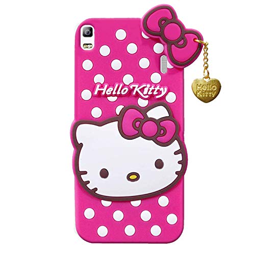 Image of Unirock Hello Kitty Back Case Cover for Lenovo K3 Note| 3D Cute Hello Kitty Case |Soft Silicone Rubber Back Cover with Pendant Kitty Cover for Lenovo K3 Note (Pink)