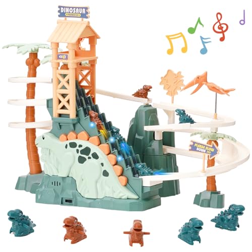 Maycoly Escalera Tobogan Pista Juguete, Montaña Rusa Juguete,Cars Race Track Toys con 5 Dinosaurios, Música, Preescolar Educativo y Juguete Interactivo para 3 4 5 6 Niños Niñas Maycoly Escalera Tobogan Pista Juguete, Montaña Rusa Juguete,Cars Race Track Toys con 5 Dinosaurios, Música, Preescolar Educativo y Juguete Interactivo para 3 4 5 6 Niños Niñas