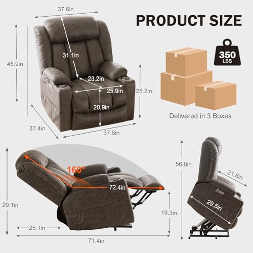 Sillón eléctrico reclinable para adultos cómodo gris miniatura 2