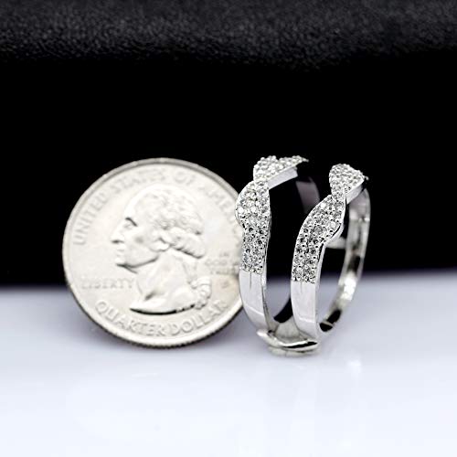 Uloveido Platinum Plated Infinity Love Ring Enhancer Cubic Zirconia Wedding Band Guard Double Engagement Ring Y4794