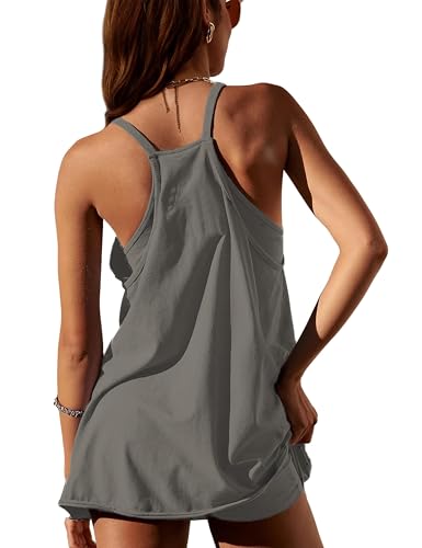 Image of Womens Sleeveless Athletic Hot Shot Mini Dress with Built-in Shorts