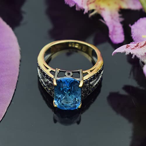 Bague topaze bleue argent véritable saphir bijou quotidien - 4