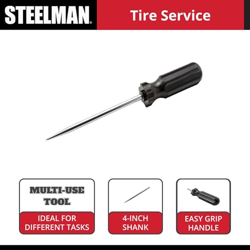 Image of Steelman Tire Repair Probe Scratch Awl Punch, 4-inch Shank, Dual Bevel Point, for Metal Scribing, Piercing, and Punching Tasks (00190-KH)