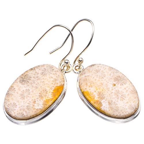 Boucles d'oreilles en argent 925 et jaspe chrysanthème, cadeau vintage idéal