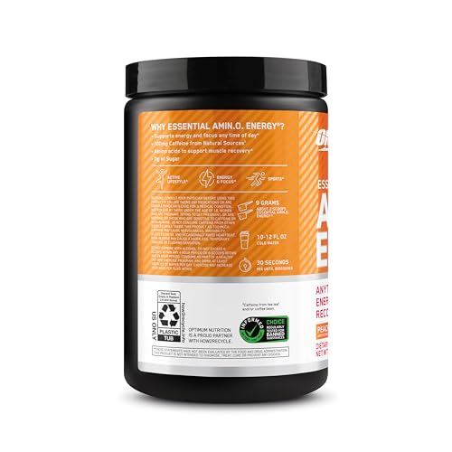 Image of Optimum Nutrition New Flavor Amino Energy - Pre Workout with Green Tea, BCAA, Amino Acids, Keto Friendly, Green Coffee Extract, Energy Powder - Peach Mango Tango, 30 Servings (Packaging May Vary)