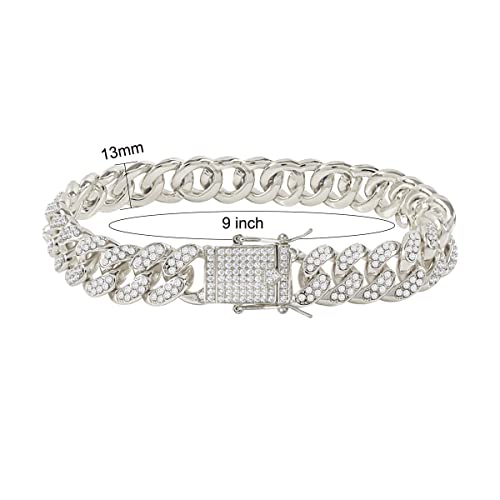 Image of Cuban Link Anklets for Women Plus Size Large Ankle Bracelets Gold Silver Rhinestone Diamond Bling Anklets Women 9 10 inch