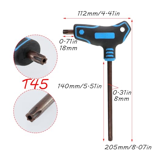 Image of Antrader T45 Torx Screwdriver,Anti Tamper Proof Torx Key,S2 Steel Non-Slip T-Handle Dual End Wrench (Blue)