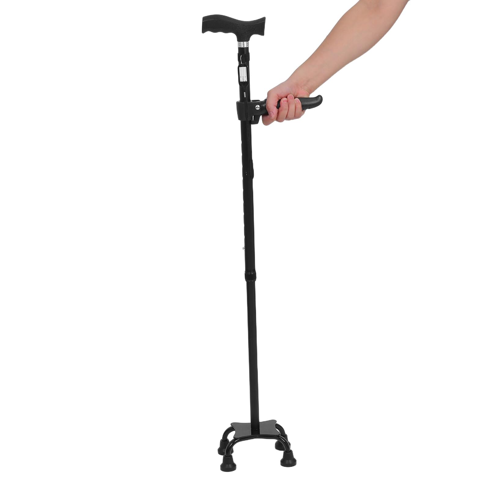 VALICLUD Bastón Plegable Ajustable para Personas Mayores Bastón de Aluminio Ligero con Mango Ergonómico y Base Antideslizante de Cuatro Patas Adecuado para Movilidad y Viajes