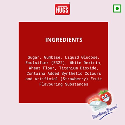 Image of Hugs Mint Chewing Gum Strawberry Flavour | Mint Mouth Freshener (30 pcs in a box)