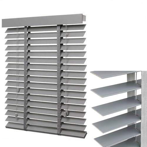YZJTSXQHY Tenda Veneziana in Vero Legno, Persiane Privacy Lamelle da 50 mm, Tende Veneziane Oscuranti su Misura per finestre e Porte Bagno Soggiorno, Larghezza 30-230 cm(Gray)