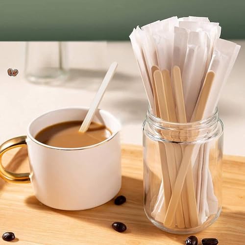 Miniatura 7 de Miamex Lote De 500 Tocinos Envasados Individualmente Agitadores De Café De Madera, 14 Cm, Mezcladores Desechables Para Bebidas Frías Y Calientes 14 Cm, 500