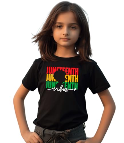 hrcfbk Repeating Juneteenth Vibes Kids Toddler Baby Boys Girls Shirt Independence Day Black History Shirt (6T Juneteenth Vibes)