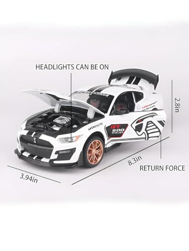 Image of 1:32 Scale Shelby Mustang GT500 Die-Cast Model Car - White Metal Toy Car