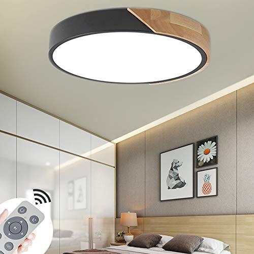 60W Lámpara de techo LED Regulable Plafon Techo Led Redonda Iluminación interior para Dormitorio Comedor Cocina Balcón Marco de Concha Negro [Clase de eficiencia energética A++] Cover