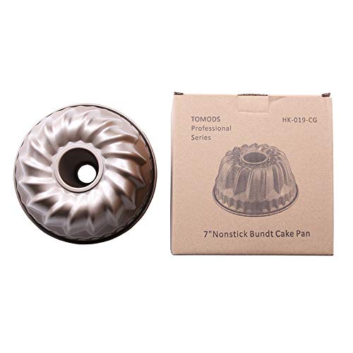 Tomods Nonstick Bundt Cake Pan For 6 Quart Instant Pot, Heavy-Duty Fluted Tube Pan Cup(7 Inch, Champagne Gold)Bundt Pan #TOP7