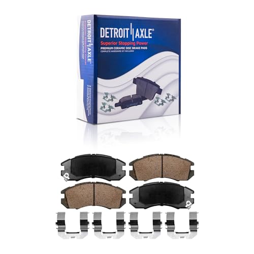 Image of Detroit Axle - Front and Rear Ceramic Brake Pads with Hardware Replacement | for 1993 1994 1995 1996 Subaru Impreza Legacy - 6pc Set