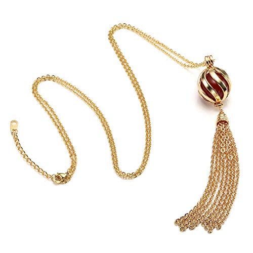 Top Plaza Womens 7 Chakra Reiki Healing Crystals Necklace Twisted Ball Locket Pendant Fashion Long Tassel Necklaces Jewelry With 7 Chakra Stone Balls - Set Of 4 #TOP2