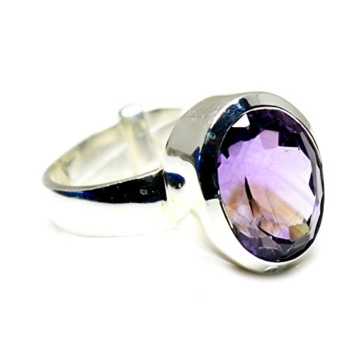 Bague améthyste ajustable en argent 5 carats taille UK P à T 1/2