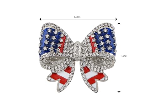 Image of Alilang American Flag USA Sparkly Crystal Rhinestone 4th of July Patriotic Pin Brooch