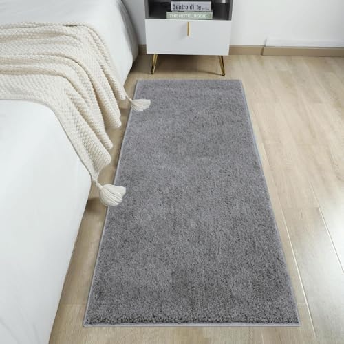 Image of Flooring India Co Newman Floor Runner 2500 GSM Super Soft Anti Skid Runner for Bedroom Side (2x5 Feet, Silver)