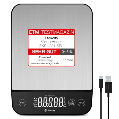 Etekcity 10kg Küchenwaage Digital - Edelstahl Waage Küche mit...
