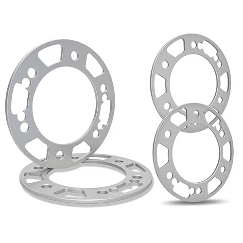 4 Pack Universal Wheel Spacers, 1/5" (5mm) Die Cast Replacement Aluminum Spacer for 6 Lugs Wheels/Rims, Fits 6x139.7mm, 6x5.5, M12 Wheel Bolts Pattern 6 Lugs Universal - 5mm(1/5inch)