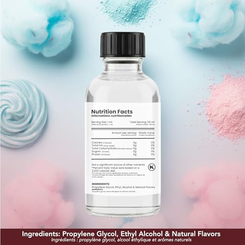 Image of Dolce Flav Natural Cotton Candy Extract - 2 Ounce Water-Soluble Kosher, Sugar-Free, Carnival-Style Flavoring Concentrate for Cakes, Milkshakes & Ice Cream, Includes Measured Dropper