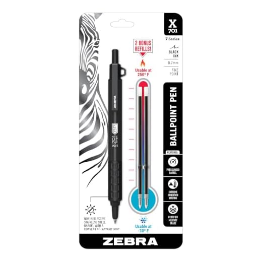 Zebra Pen STEEL X-701 Tactical Ballpoint Pen, Black Ink, 0.7mm, 1-Pack