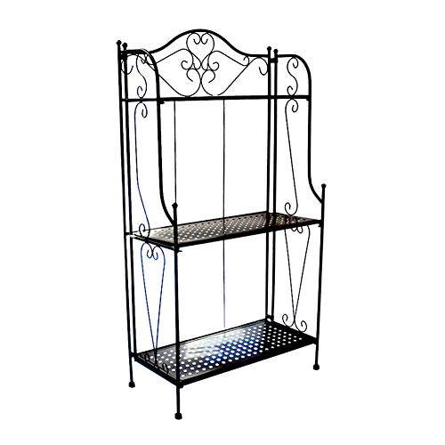 Metal plegable 3 niveles Plant & Home Decor pantalla soporte Rack/estante de libro, color negro Cover