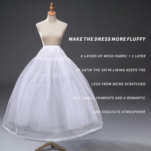 Hoopless Crinoline Petticoat A-line Tulle Underskirt Women's Floor Length Ball Gown Slip for Birdal Wedding Dresss3