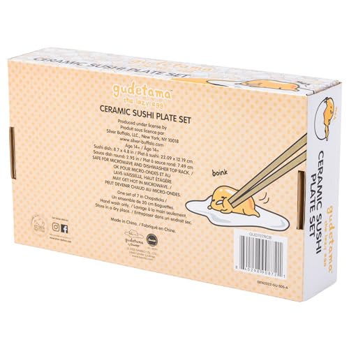 Ensemble de 3 sushis Gudetama en céramique à rayures Silver Buffalo - 8