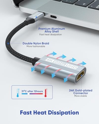 Adaptateur USB C vers HDMI 4K @ 60 Hz compatible Thunderbolt 5 et 4 - 4