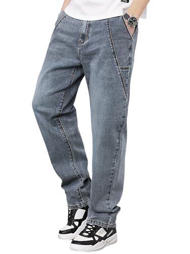 Image of URBAN POCKETS Streetwear Jeans for Men | Stylish Denim Jeans | Relaxed Wide Leg | Baggy Fit | Unique Stitch (U-25-U28)