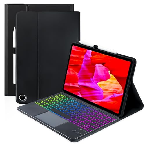 MePadKey �^�b�`�p�b�h�L�[�{�[�h�P�[�X Amazon fire Max 11 11�C���` 2023�N(��13����)�p ���C���{�[�o�b�N���C�g �[�d�� ���O���\�ȃL�[�{�[�h �y���z���_�[�t�� �^�u���b�g�J�o�[�p (�u���b�N+�u���b�N)