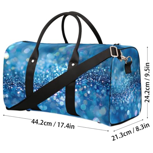 Dreamy Blue Sequins Travel Duffel bag for Men Women Weekender Overnight Bag Gym Bag Carry On Luggage Bags for Yoga Workout Sports4