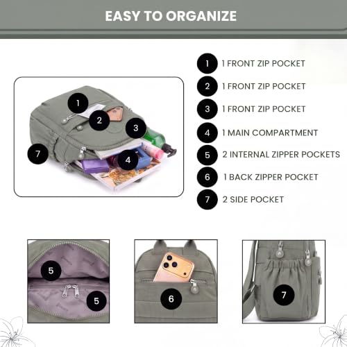 Image of TS WITH TECHSUN Stylish Women Mini Backpack | Lightweight Travel Small Nylon Bag with Multiple Pockets | Anti-Theft Zipper Pocket | Casual, Work, Office, Picnic Backpack for Girls