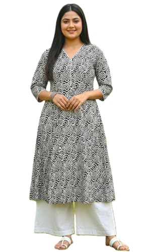 Image of CREATION & YOU Women Plus Size Cotton Printed Kurta with Pant Set | Work /Office Wear Kurta Set for Women