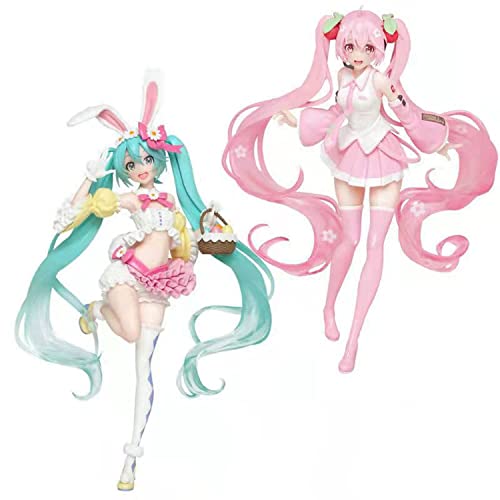 2er-Pack Anime Hatsune Miku Actionfigur, Rosa Sakura Miku Figur Spielzeug, Hasenohr PVC Figur Spielzeug Kinderspielzeug, Figur Dekoration SammlerstüCke Ornament Cover