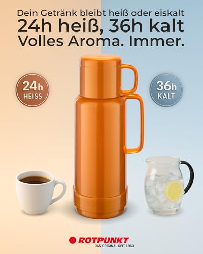 ROTPUNKT Isolierflasche 1 Liter mit integriertem Becher - Hochwertige Isolierkanne Made in Germany I Bis zu 24 h heiß & 36 h kalt (Andreas… – Ansicht 2