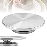 TAZZOR Töpferscheibe, 25cm Aluminium Drehscheibe Craft Clay Drehteller, DIY Tonwerkzeuge Doppelseitige Kuchenkeramik Drehscheibe, 360° Rotating & Non-Slip for Ceramics, Clay Figures and Crafts